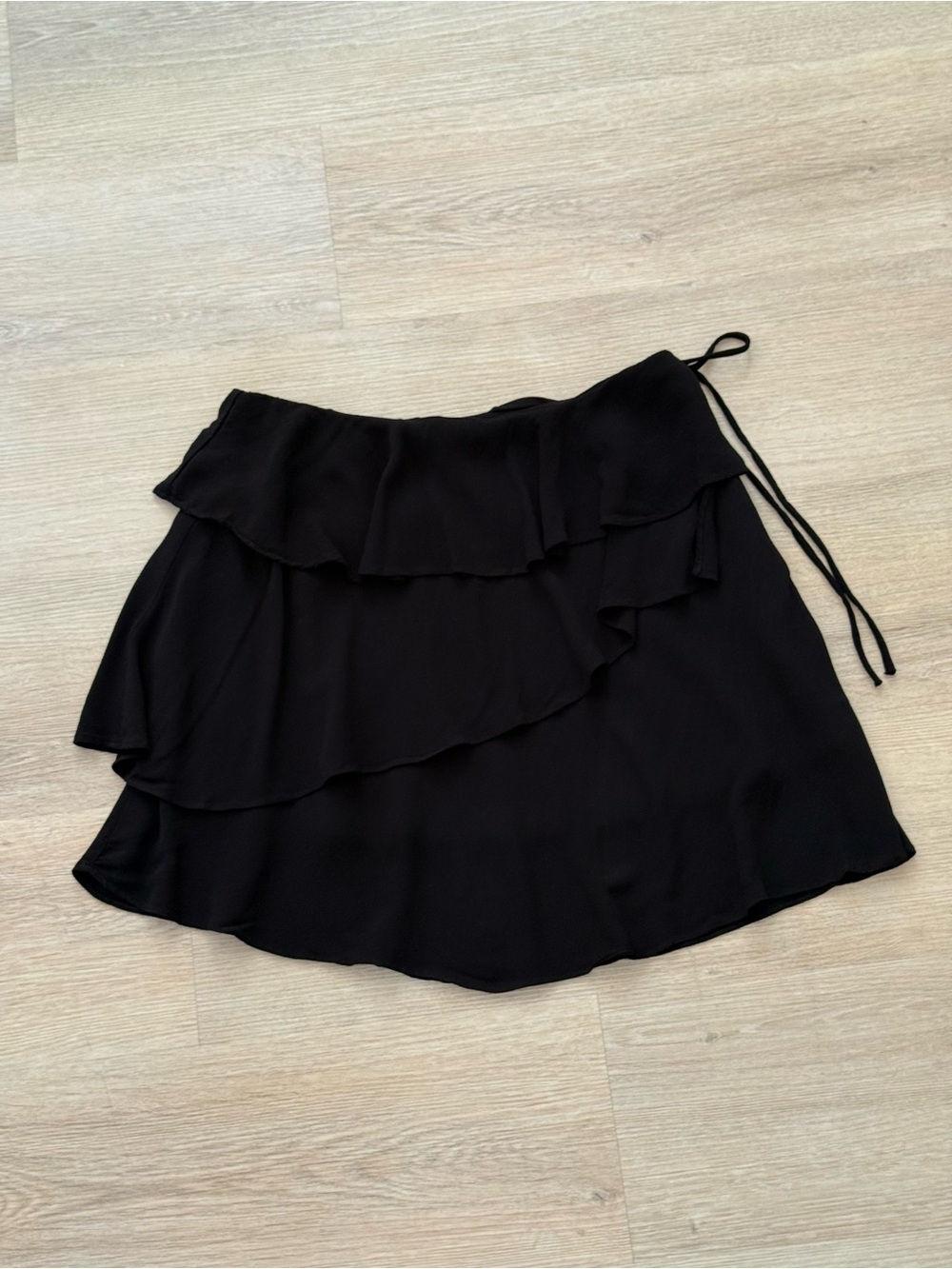 GB Juniors Black Tiered Ruffle Mini Skirt with Side Zip and Tie